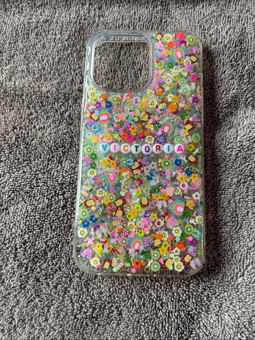 Personalized Multicolor Glitter Liquid Phone Case - Victoria
